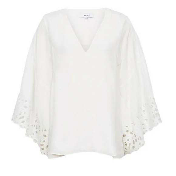 NWT REISS | Cecile Lace Cut-out Blouse - Picture 2 of 6
